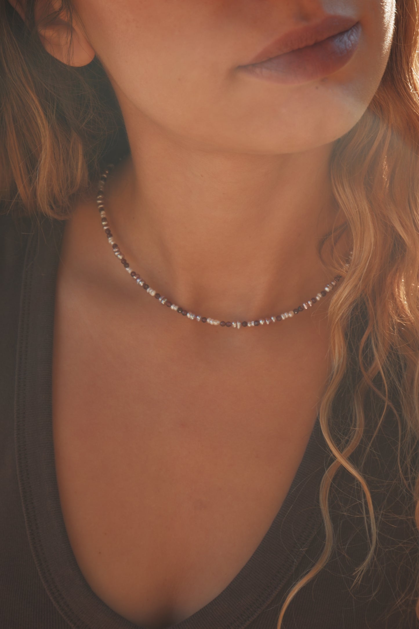 Garnet and pearl necklace