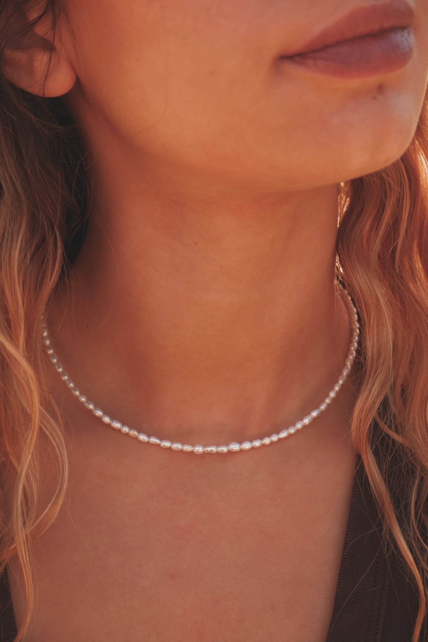 Small rice pearl necklace