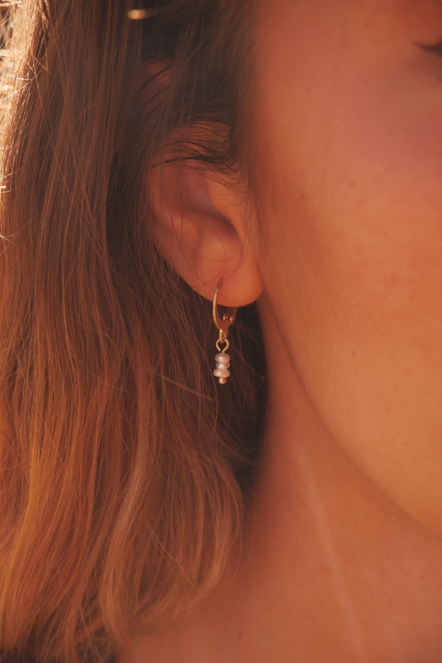 Tiny button pearl earrings