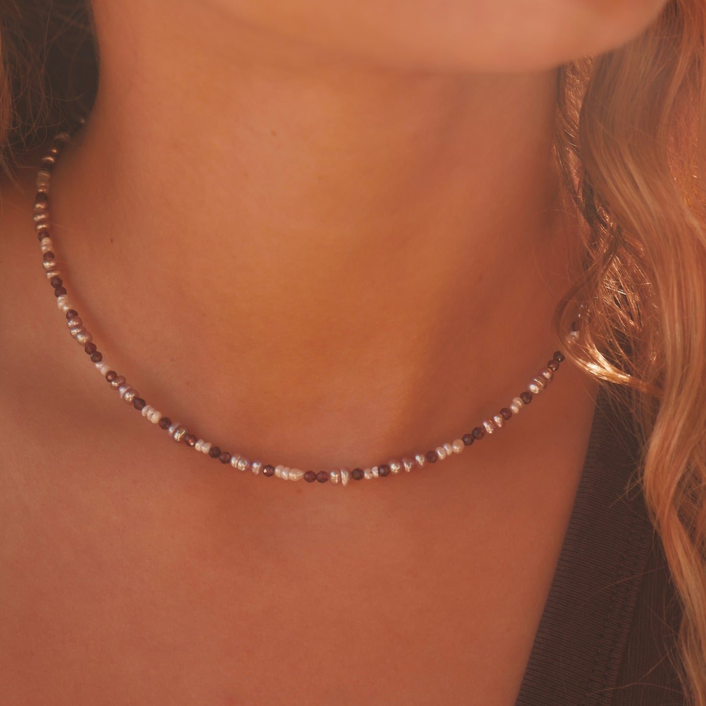 Garnet and pearl necklace