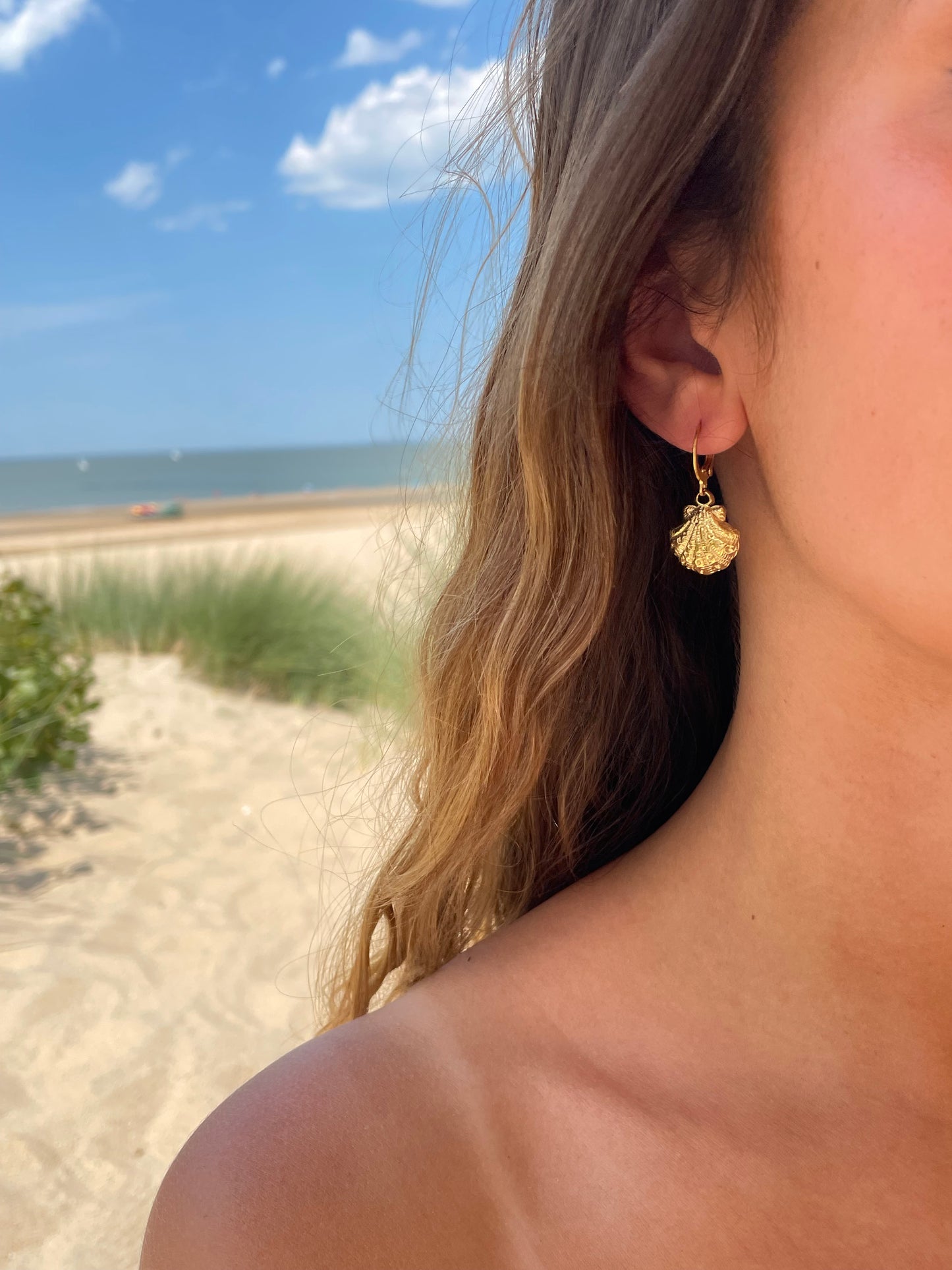 Golden shell earrings