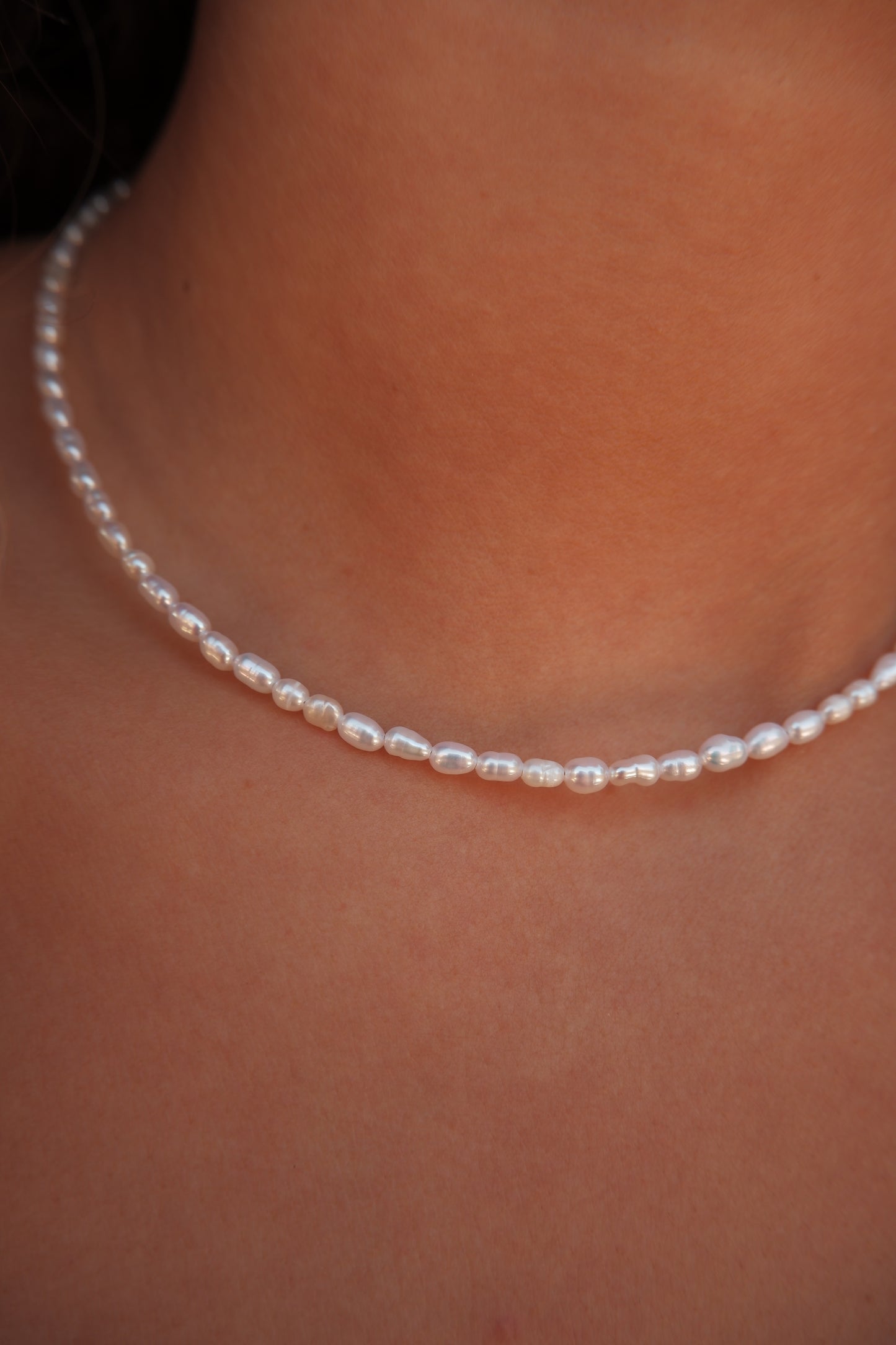 Small rice pearl necklace