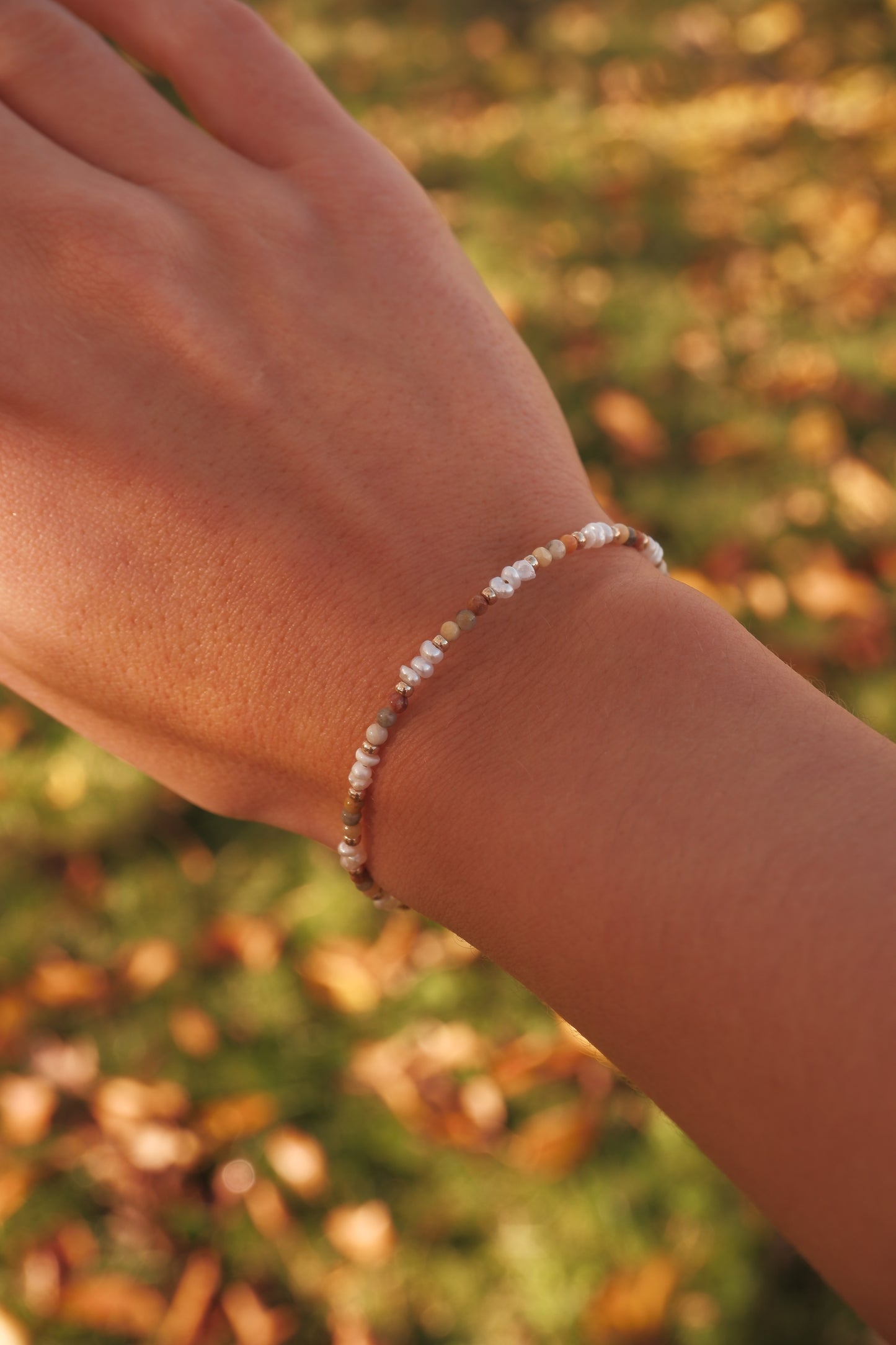 Lace agate pearl bracelet