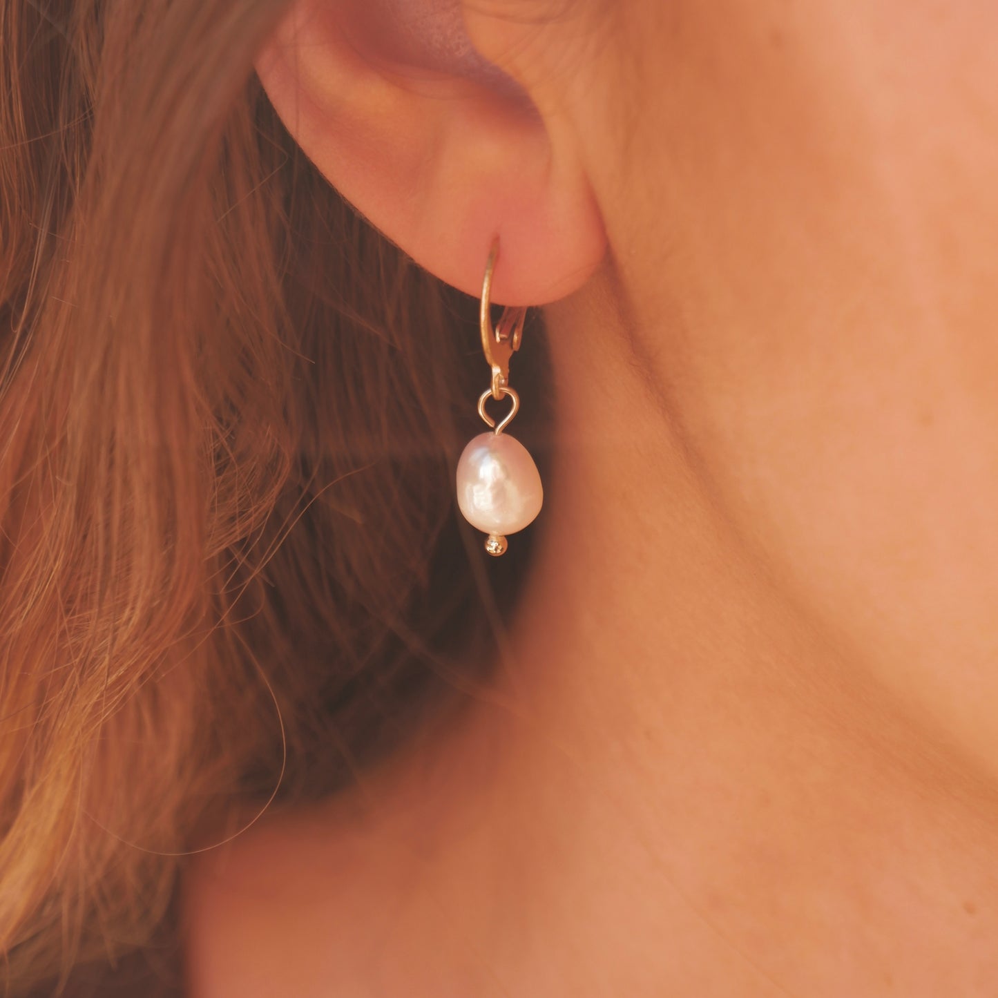 Large organic pearl earrings