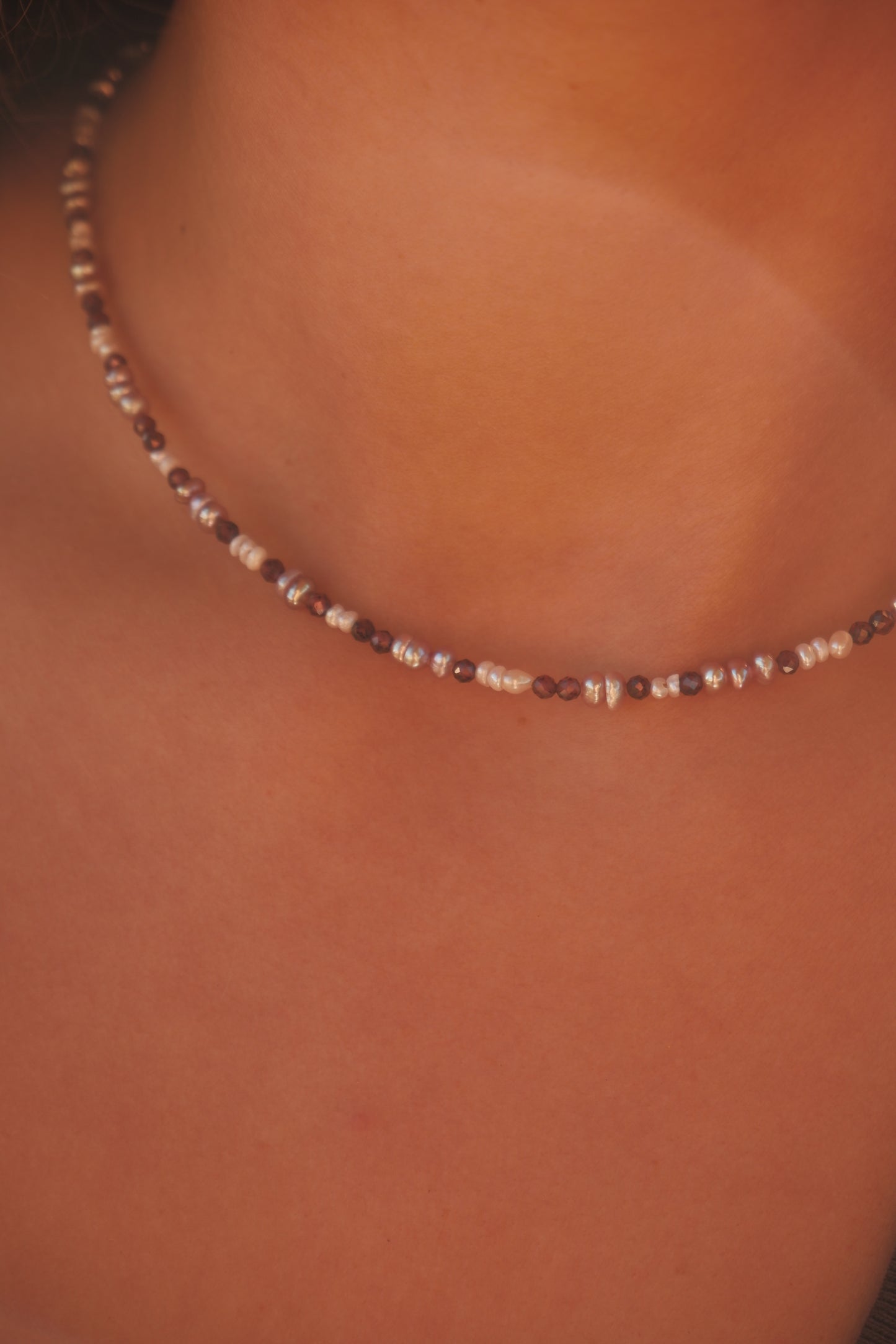 Garnet and pearl necklace