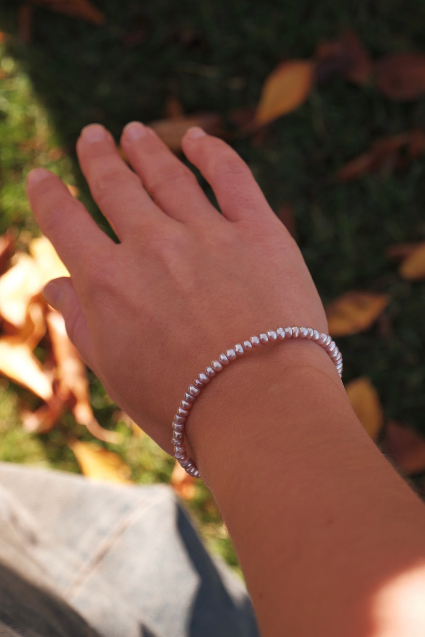 Lilac button pearl bracelet