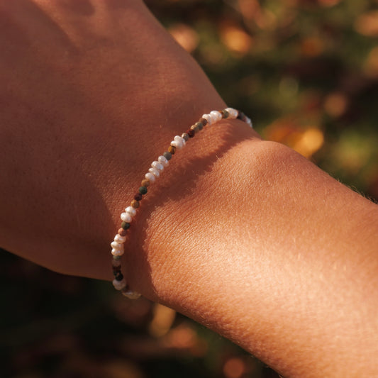 Alashan agate pearl bracelet