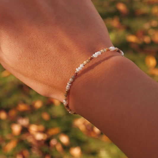 Lace agate pearl bracelet