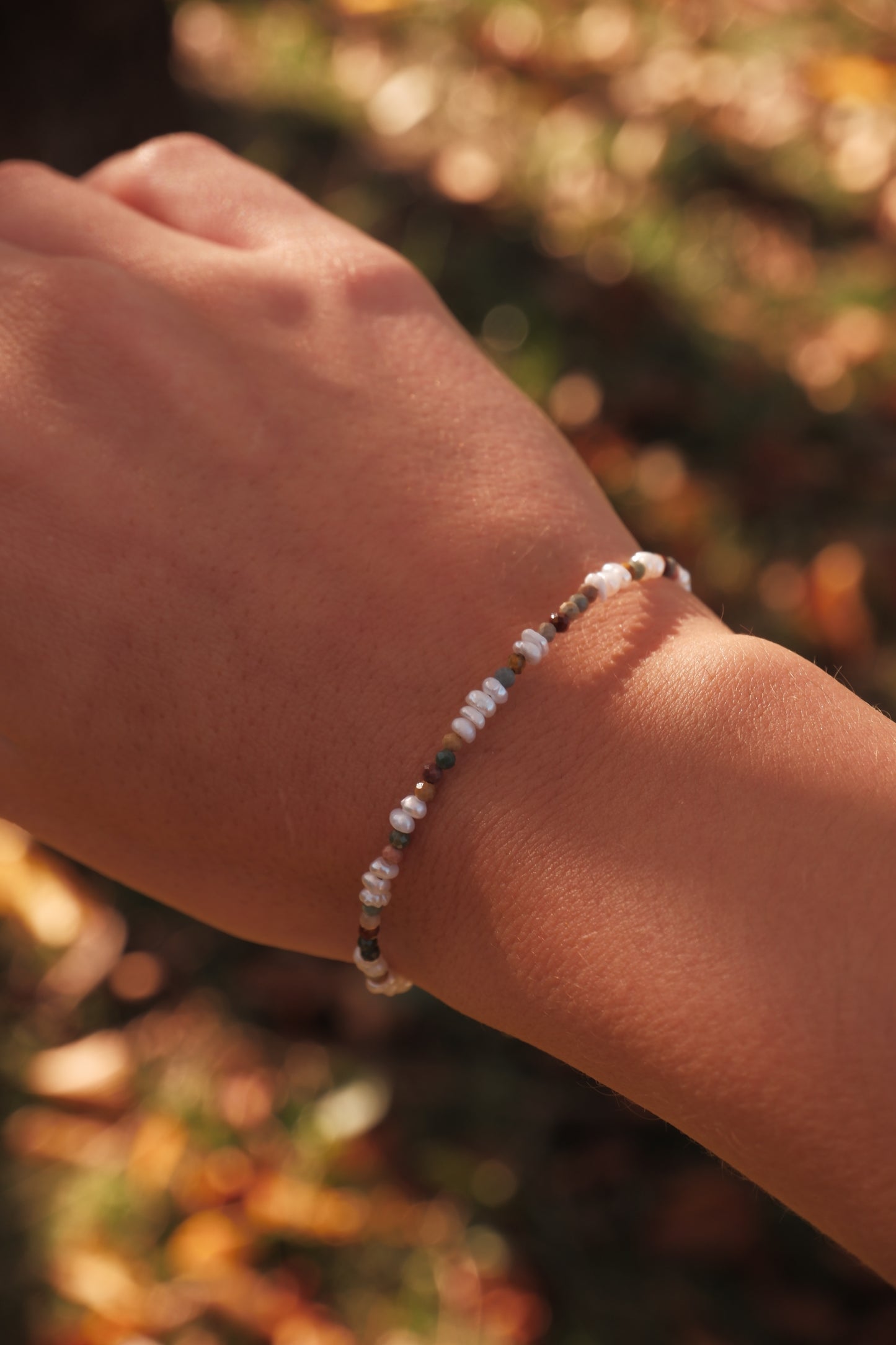 Alashan agate pearl bracelet