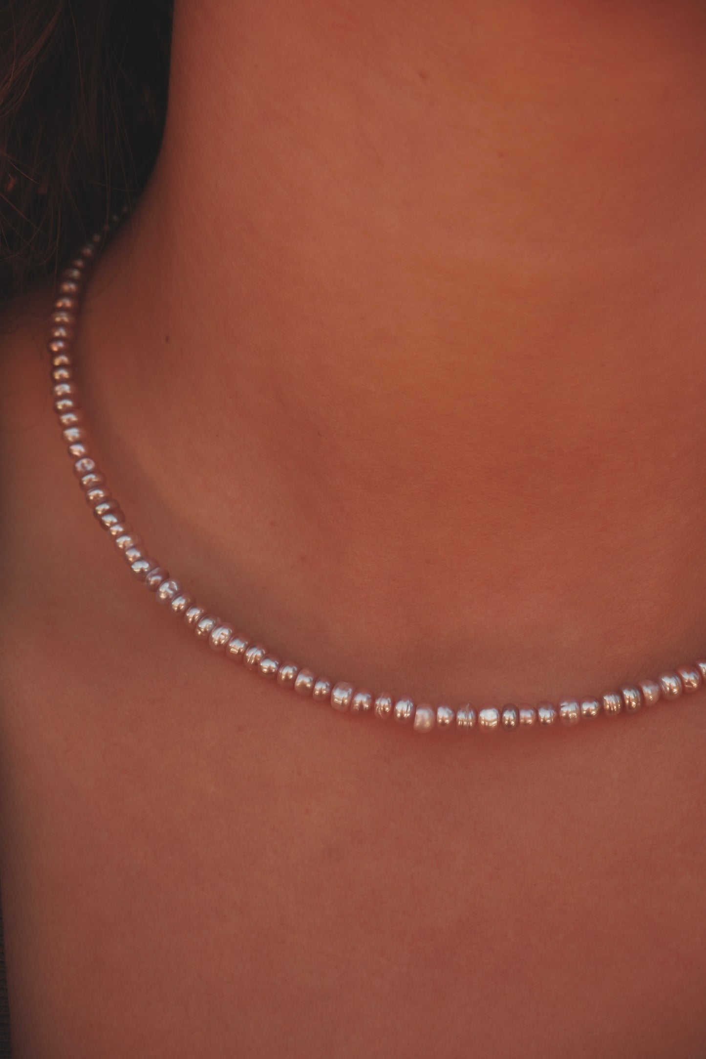 Lilac button pearl necklace