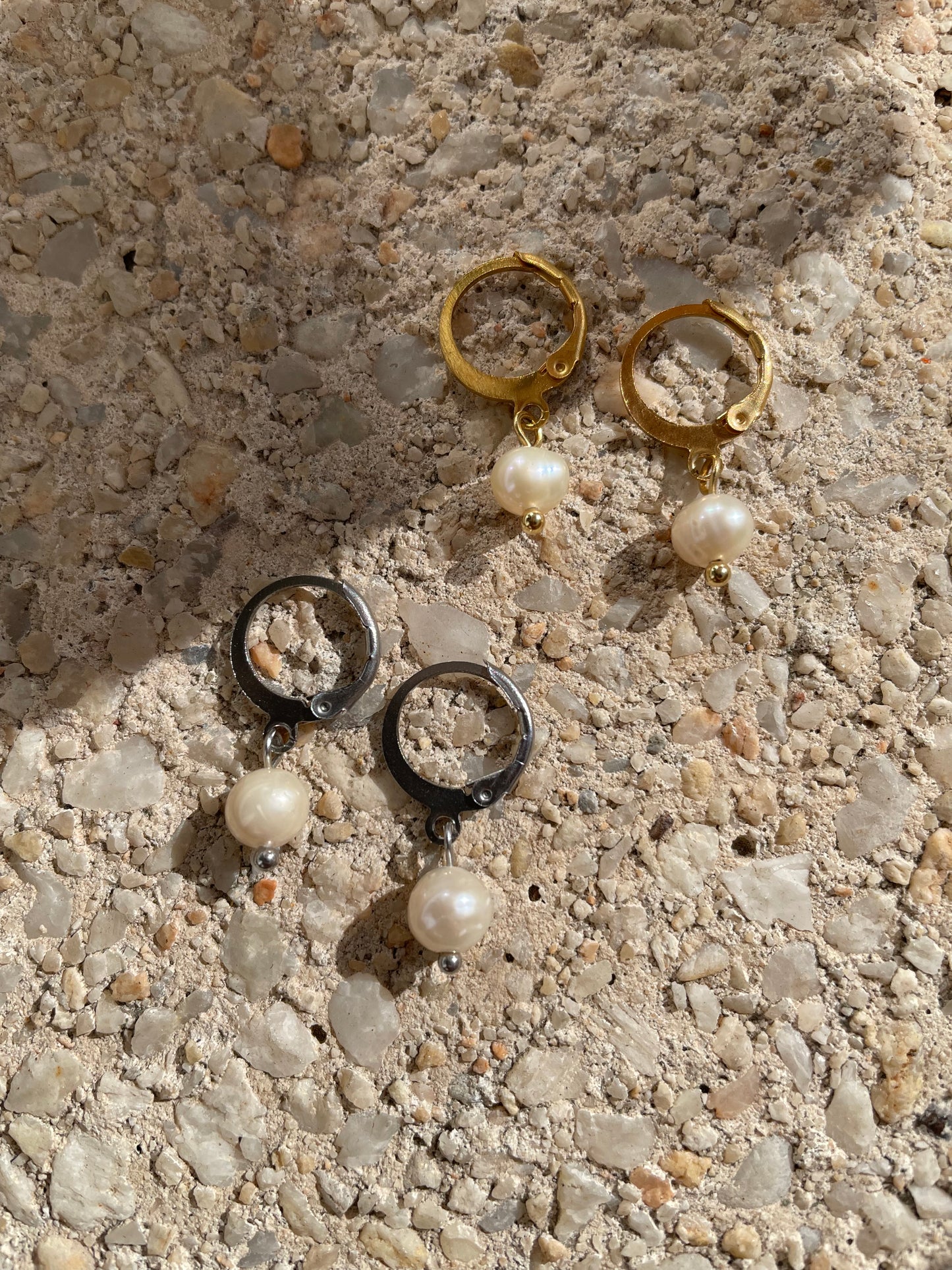 Small white pearl earrings