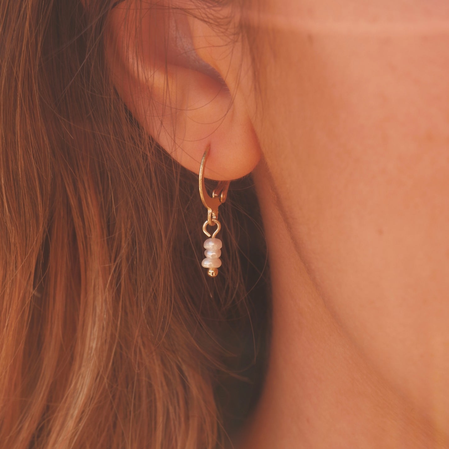 Tiny button pearl earrings