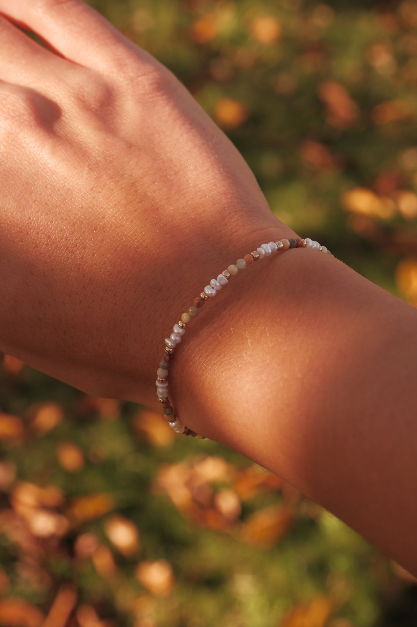 Lace agate pearl bracelet