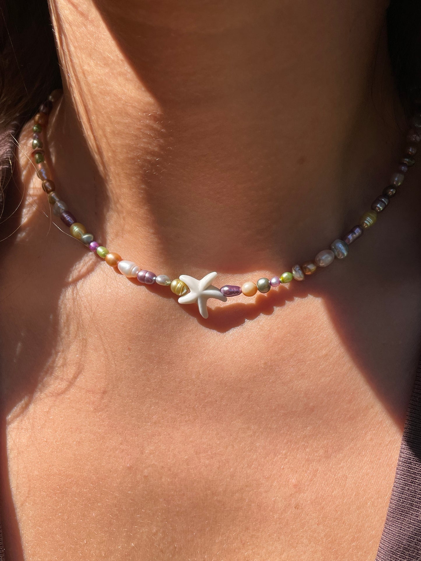Colorful pearl necklace (with or without starfish)