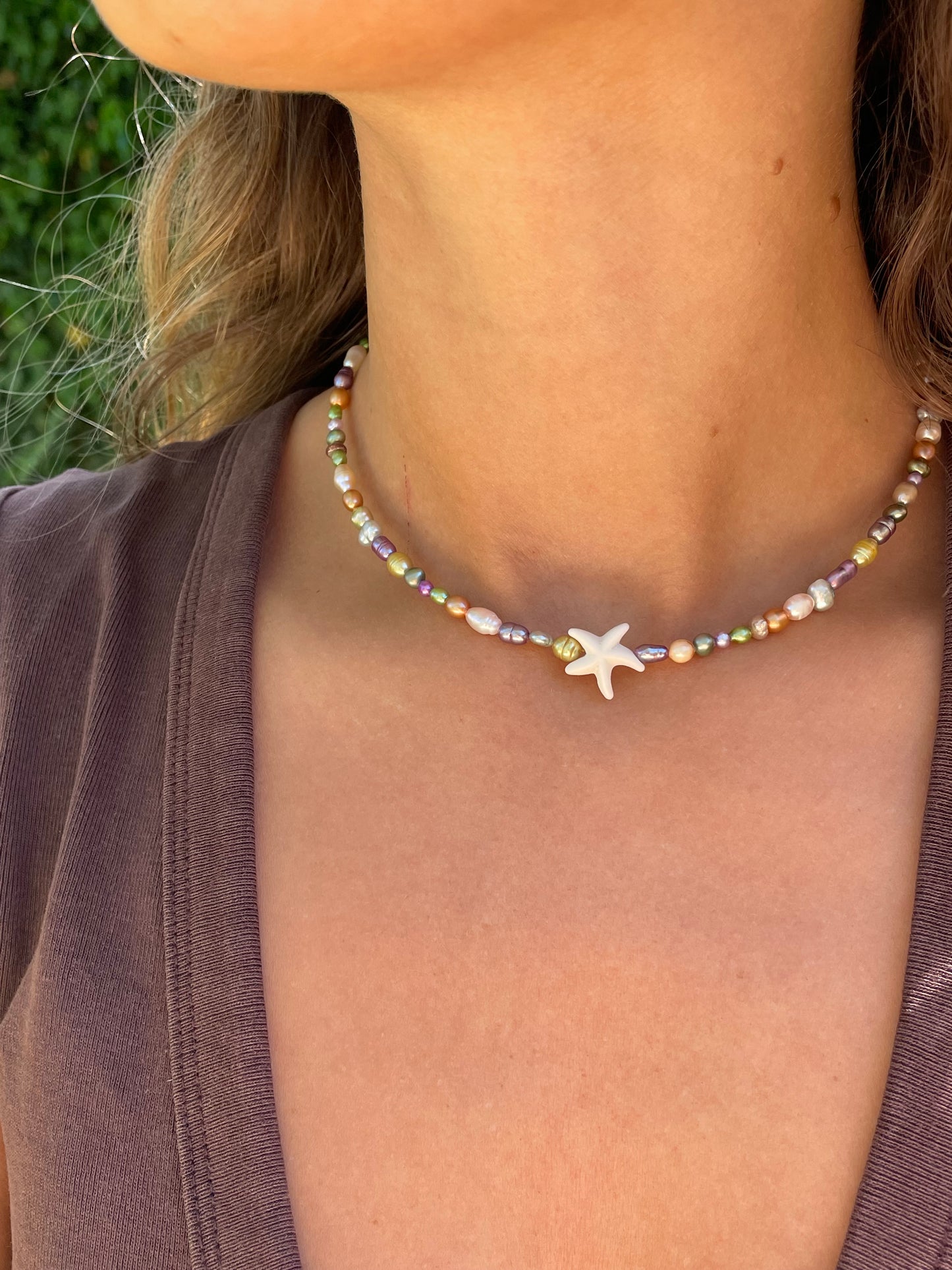 Colorful pearl necklace (with or without starfish)