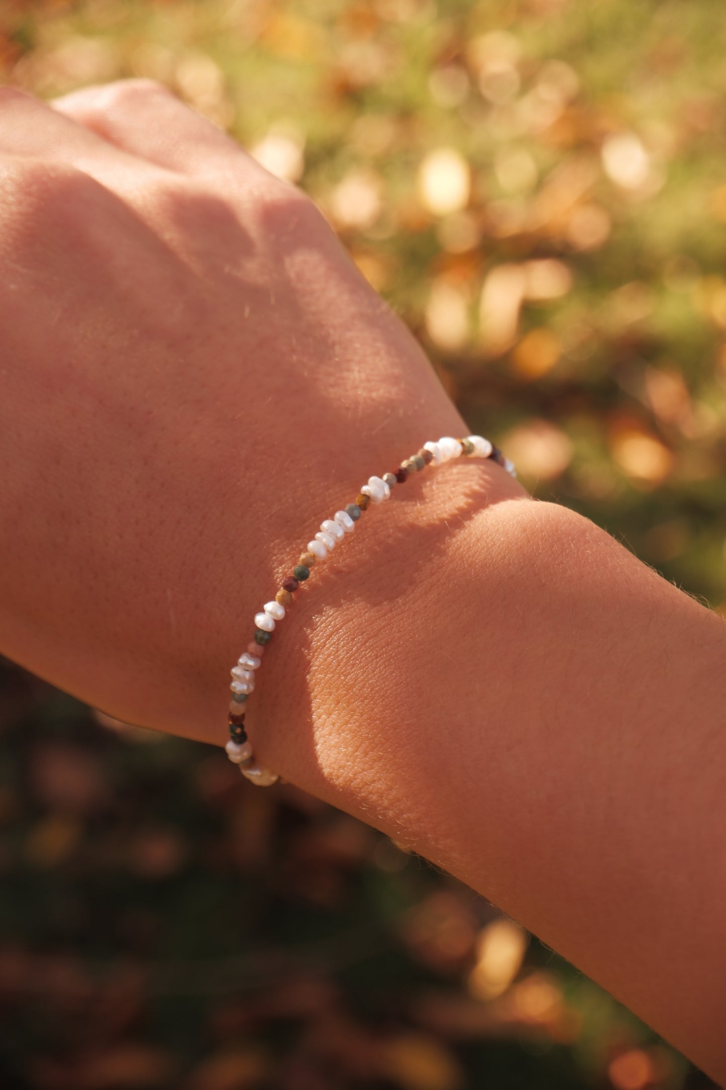 Alashan agate pearl bracelet